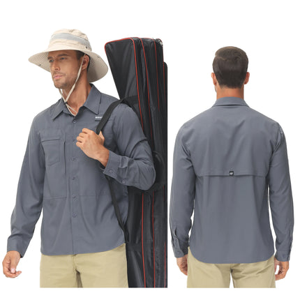 Men UPF 50 Fishing Shirt Back Mesh Sun Protection Casual by zapcart