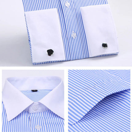 Men's French Cuff Dress Shirt White Long Sleeve CN Zhejiang by zapcart