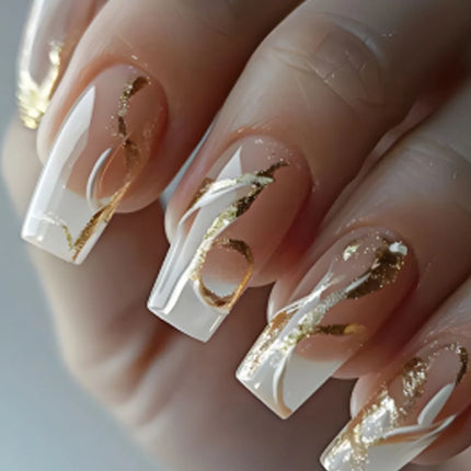 Press On Nails White Butterfly Pearls For Trendsetters 24pcs by zapcart