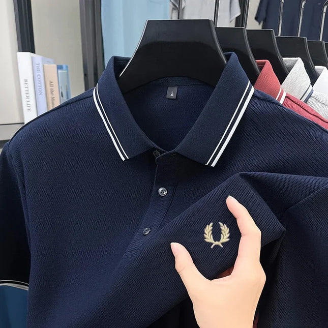 Mens Polo Shirt Lux Embroidered Cotton Breathable For Men by zapcart