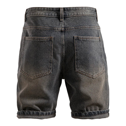 AIOPESON Men Retro Denim Shorts Multi Pocket Casual by zapcart
