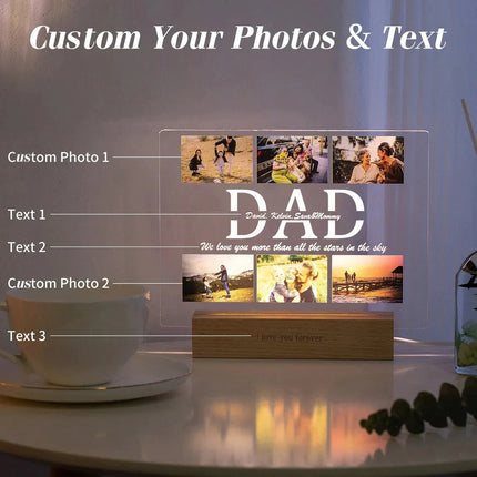 Custom Photo Text 3D Acrylic Lamp For Mom Dad Gift by zapcart
