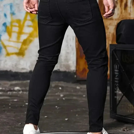 CN Guangdong Mens Slim Fit Jeans Classic Skinny Denim Blue by zapcart