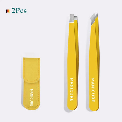 4Pcs Eyebrow Tweezers Set Stainless Steel Slanted For Women by zapcart
