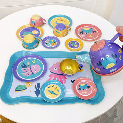 Princess Tea Set For Little Girls Metal Pretend Play Gift by zapcart