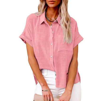 Cotton Linen Summer Tee For Women Breathable Loose Fit by zapcart