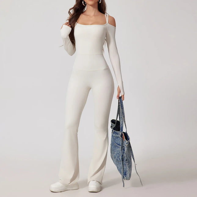 Yoga Jumpsuit Women Fitness Bodysuit Flared Trousers by zapcart