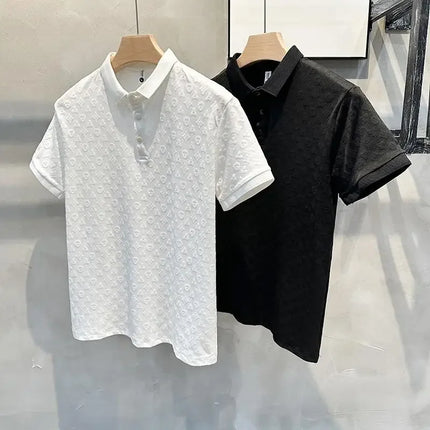 Breathable Ice Silk Mens Polo Shirt Hollow Short Sleeve CN by zapcart