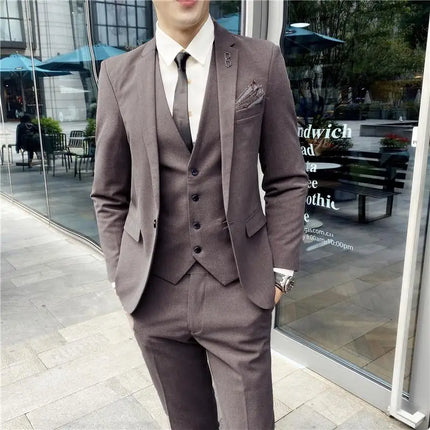 Mens Slim Fit Three Piece Suit CN Sichuan Wedding Ready by zapcart