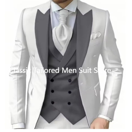 CN Jiangsu Mens 3 Piece Suit Purple Peak Lapel Luxury by zapcart