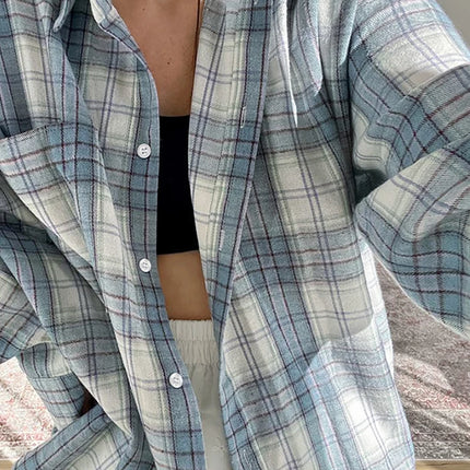 Mumaroho 2024 Women Autumn Plaid Shirt Oversized Blouse by zapcart