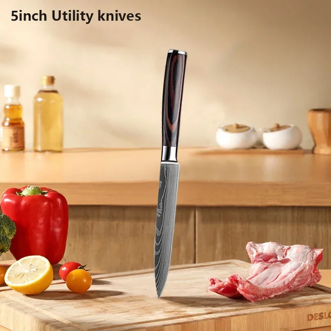 Choice Damascus Chef Knife Set With Cover For Professionals by zapcart
