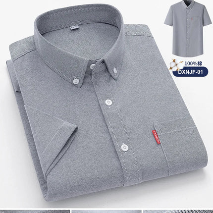 Faboten Men's Oxford Short Sleeve Shirt Slim Fit Cotton by zapcart