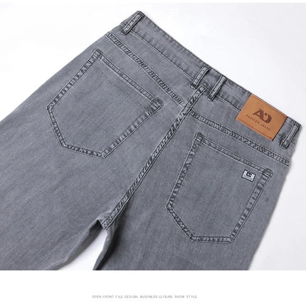 Brother Wang Men Lyocell Jeans Soft Drape Loose Straight by zapcart