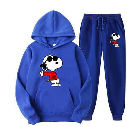 MINISOCN Snoopy Cartoon Hoodie Sweatpants Set For Men by zapcart