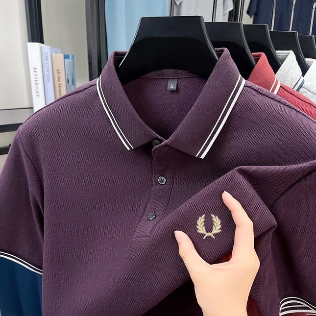 Mens Polo Shirt Lux Embroidered Cotton Breathable For Men by zapcart