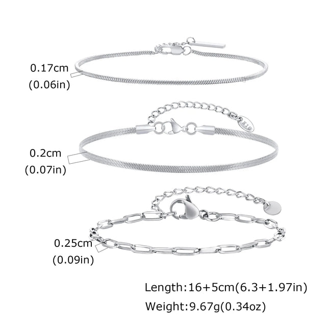 Men's Thin Chain Bracelet,Never Fade Stainless Steel Adjustable Wristband,Minimalist Hip Hop Jewelry Gift by zapcart