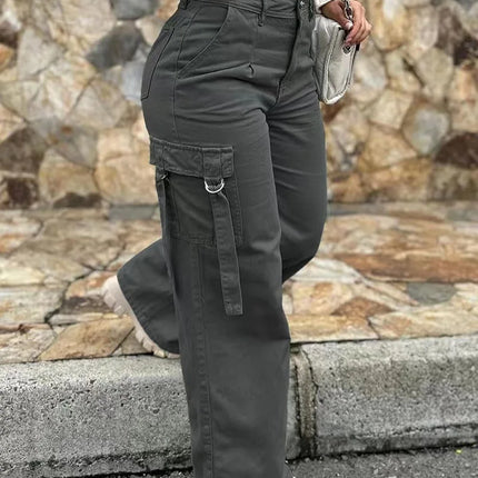 White Elegant Cuffed Cargo Pants For Women Hollow Out by zapcart