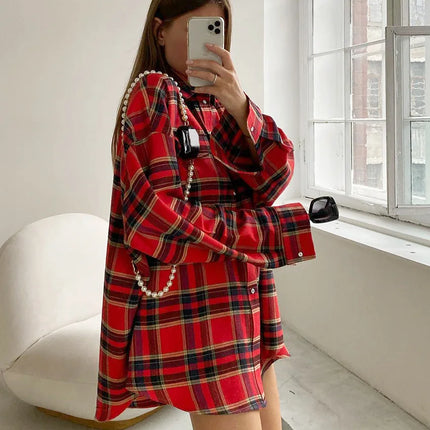 FSMG Plaid Shirt For Women Oversized Relaxed Fit Chic by zapcart
