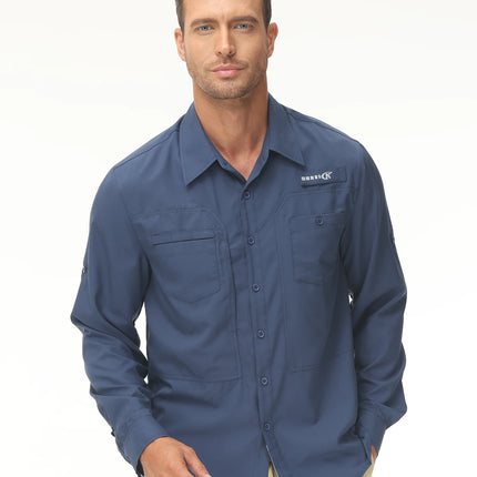 Men UPF 50 Fishing Shirt Back Mesh Sun Protection Casual by zapcart