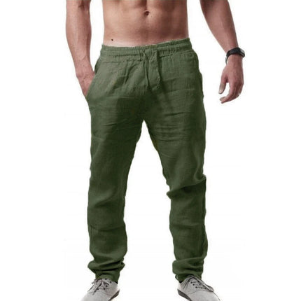 Longchengyixi Men Cotton Linen Pants Loose Fit Stretch by zapcart