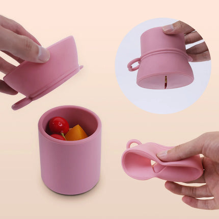 Portable Silicone Cup with Handle Food Grade Easy Clean Travel Mug BPA Free Leak Proof Drinking Cup for Outdoor Office by zapcart