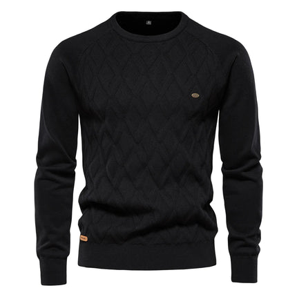 AIOPESON Argyle Basic Mens Sweater O Neck Knit Warm by zapcart