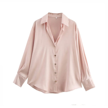 Trafza Womens Casual Solid Turn Down Collar Blouse Chic by zapcart