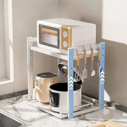 Kitchen Multi-Function Pull-Out Rice Cooker Storage Ra Layered Home Microwave Potware Organizer Carbon Steel Modern Simple by zapcart