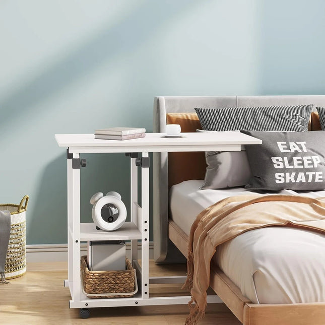C Shaped Side Table With Wheels Height Adjustable Laptop by zapcart
