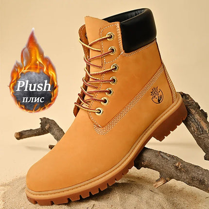 FujianChoice Men High Top Leather Boots Non Slip Outdoor by zapcart