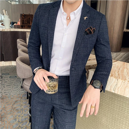 Men's Slim Fit Business Suit CN Sichuan Two Piece Set by zapcart