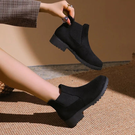 Women Chelsea Boots British Style Chunky Platform COZOKC