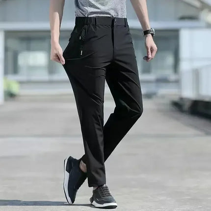 Mainkulc Ice Silk Men's Pants Elastic Waist Quick Dry by zapcart
