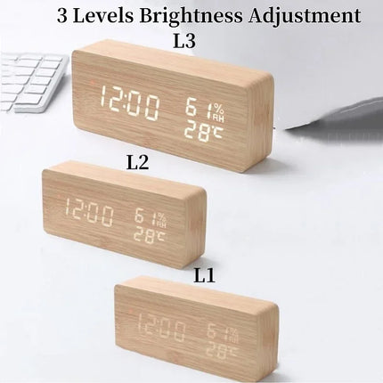 NieNeinChoice Voice Control Wood Digital Alarm Clock Bedroom by zapcart