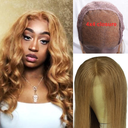 Hairugo Honey Blonde 4x4 Lace Closure Wig Body Wave Everyday by zapcart