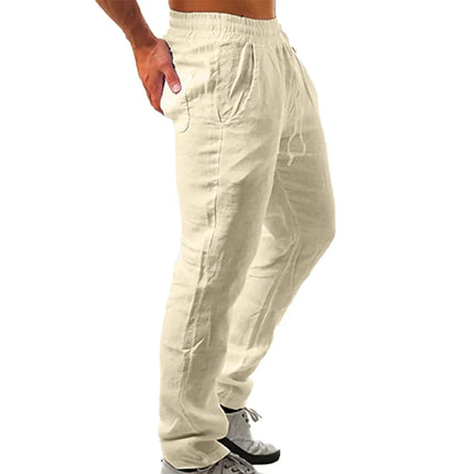 Longchengyixi Men Cotton Linen Pants Loose Fit Stretch by zapcart