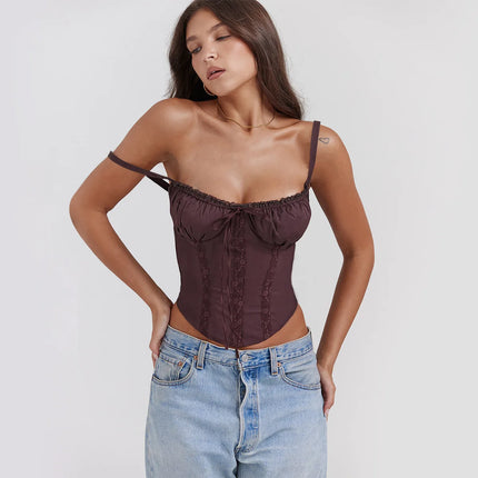 Sexy Lace Floral Corset Short Dress For Women Partywear by zapcart