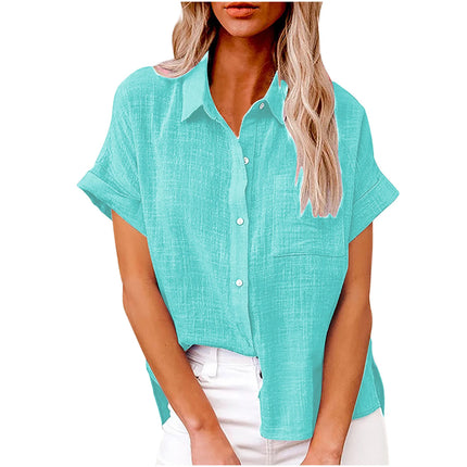 Cotton Linen Summer Tee For Women Breathable Loose Fit by zapcart