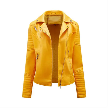 2024 Women Faux Leather Jacket PU Zipper Casual Outerwear by zapcart
