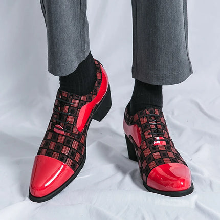 Oein Luxury Red Mens High Heel Shoes For Elegant Weddings by zapcart