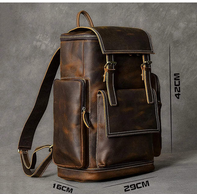MUNUKICN Durable Genuine Leather Backpack for Men 20 35L by zapcart