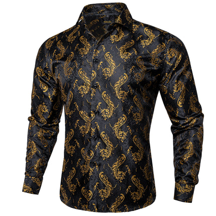 HenanChoice Mens Jacquard Paisley Shirt Long Sleeve Luxury by zapcart
