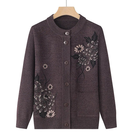 Korean Knit Cardigan Coat Warmth Cozy Fdfklak Mature Women by zapcart