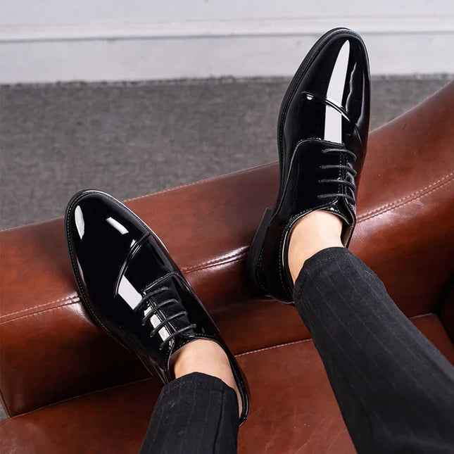 Leather Shoes For Men COZOK Shiny Patent Formal Wedding by zapcart