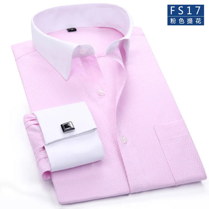 Yuaioiue Men French Cuff Dress Shirt Classic White Office by zapcart