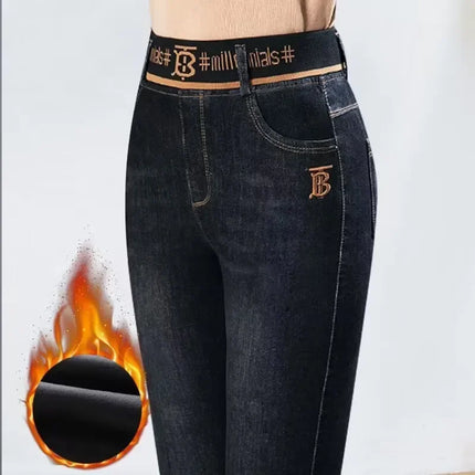 Winter Plus Velvet Stretch Jeans For Women Warm High Waist by zapcart