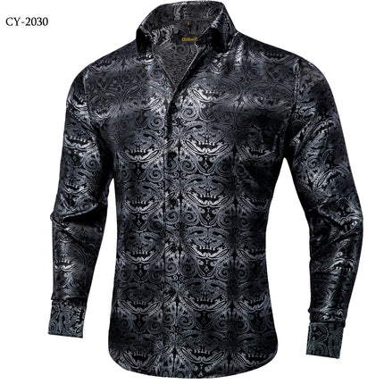 HenanChoice Mens Jacquard Paisley Shirt Long Sleeve Luxury by zapcart