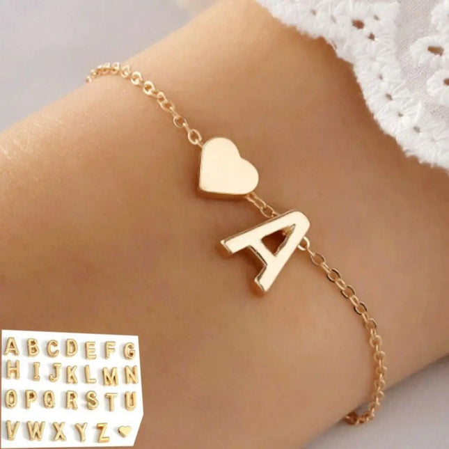 CN Personalized Name Bracelet 26 Letters Heart Women Gift by zapcart