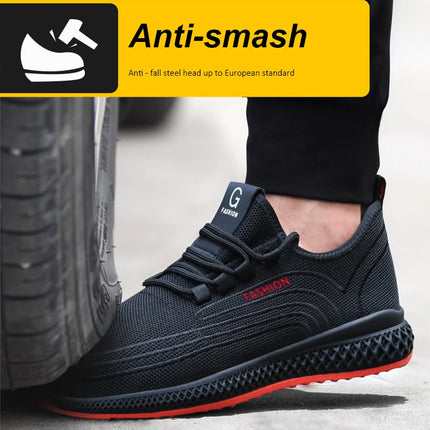 Manlegu Air Mesh Steel Toe Work Shoes For Men Safety Boots by zapcart
